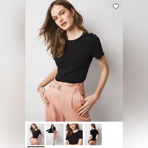 White House Black Market FORME Ribbed Stretch Short Sleeve Tee